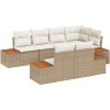 7 Delar Trädgårdsoffaset med Kuddar Beige Polyrotting Akacia vidaXL 264 x 154 x 69 cm – miniatyr 2