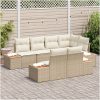 7 Delar Trädgårdsoffaset med Kuddar Beige Polyrotting Akacia vidaXL 264 x 154 x 69 cm – miniatyr 3