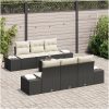 7 Delar Trädgårdsoffaset med Kuddar Svart Poly Rattan vidaXL 55 x 55 x 37 cm – miniatyr 3