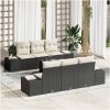 7 Delar Trädgårdsoffaset med Kuddar Svart Poly Rattan vidaXL 55 x 55 x 37 cm – miniatyr 1