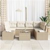 7 Delar Trädgårdsoffset med Kuddar Beige Poly Rattan vidaXL 55 x 55 x 37 cm – miniatyr 3