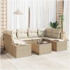 7 Delar Trädgårdsoffset med Kuddar Beige Poly Rattan vidaXL 55 x 55 x 37 cm – miniatyr 1