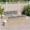 7 Delar Trädgårdsoffset med Kuddar Beige Poly Rotting vidaXL 55 x 55 x 37 cm – miniatyr 3