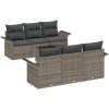 7 Delar Trädgårdsoffset med Kuddar Grå Poly Rattan vidaXL 55 x 55 x 37 cm – miniatyr 2