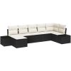 7-delar trädgårdsoffset med kuddar svart poly rattan vidaXL 319 x 154 x 69 cm – miniatyr 2