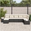 7-delar trädgårdsoffset med kuddar svart poly rattan vidaXL 319 x 154 x 69 cm – miniatyr 3