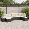 7-delar trädgårdsoffset med kuddar svart poly rattan vidaXL 319 x 154 x 69 cm – miniatyr 1