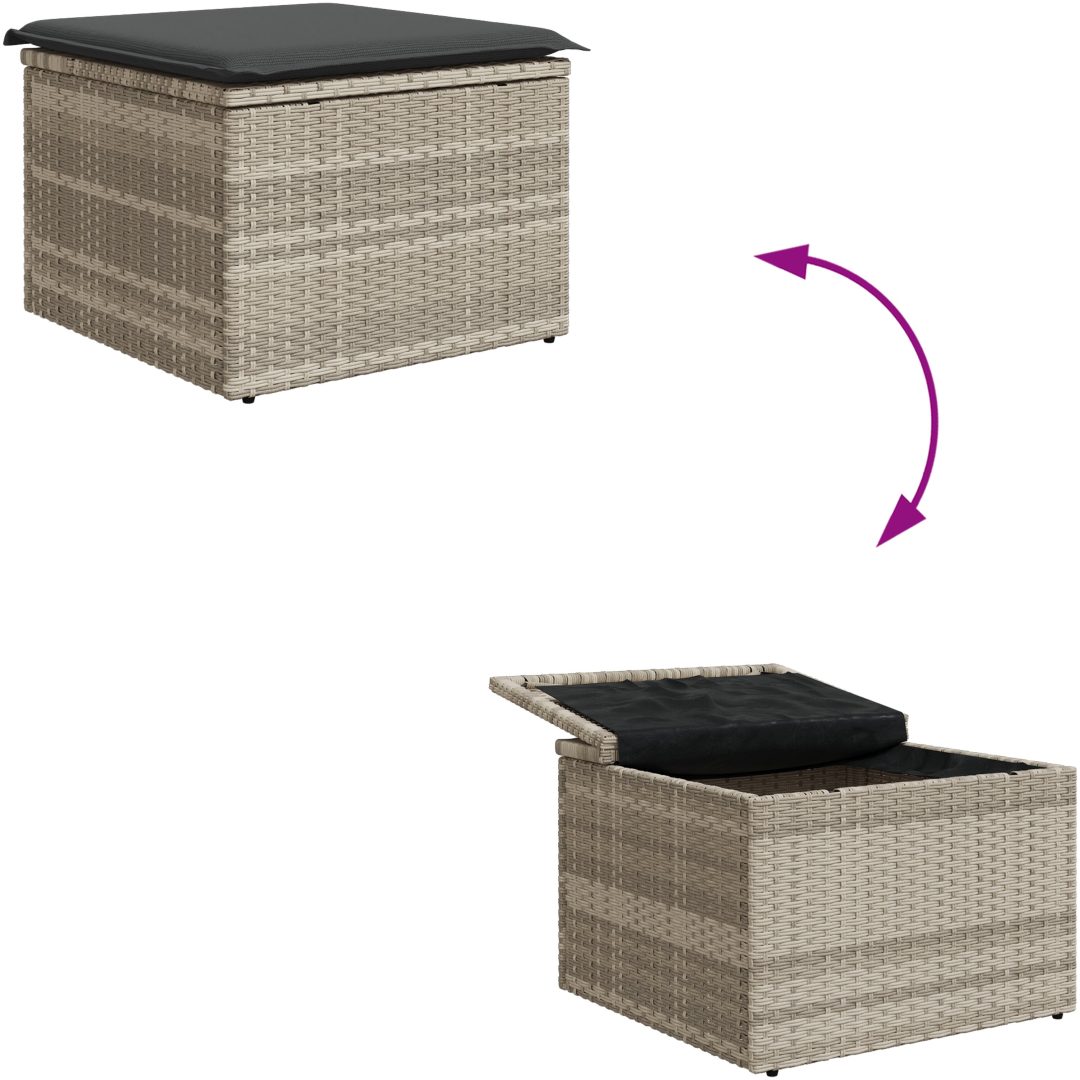 7 delar ute-soffa med kuddar i ljusgrå poly rattan vidaXL Medium – bild 12