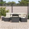 7-delares trädgårdsoffaset med kuddar i svart poly rattan vidaXL 100 x 55 x 73 cm – miniatyr 3