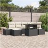 7-delares trädgårdsoffaset med kuddar i svart poly rattan vidaXL 100 x 55 x 73 cm – miniatyr 1