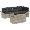 7-delars loungeset för trädgården med kuddar - Ljusgrå polyrotting vidaXL 242.5 x 132.5 x 85 cm – miniatyr 2