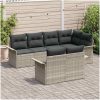 7-delars loungeset för trädgården med kuddar - Ljusgrå polyrotting vidaXL 242.5 x 132.5 x 85 cm – miniatyr 3