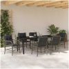 7 Delars Matgrupp för Trädgård med Kuddar i Grå Poly Rattan vidaXL 200 x 80 x 73 cm – miniatyr 4
