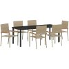 7-delars matgrupp i beige polyrotting vidaXL 200 x 80 x 73 cm – miniatyr 2