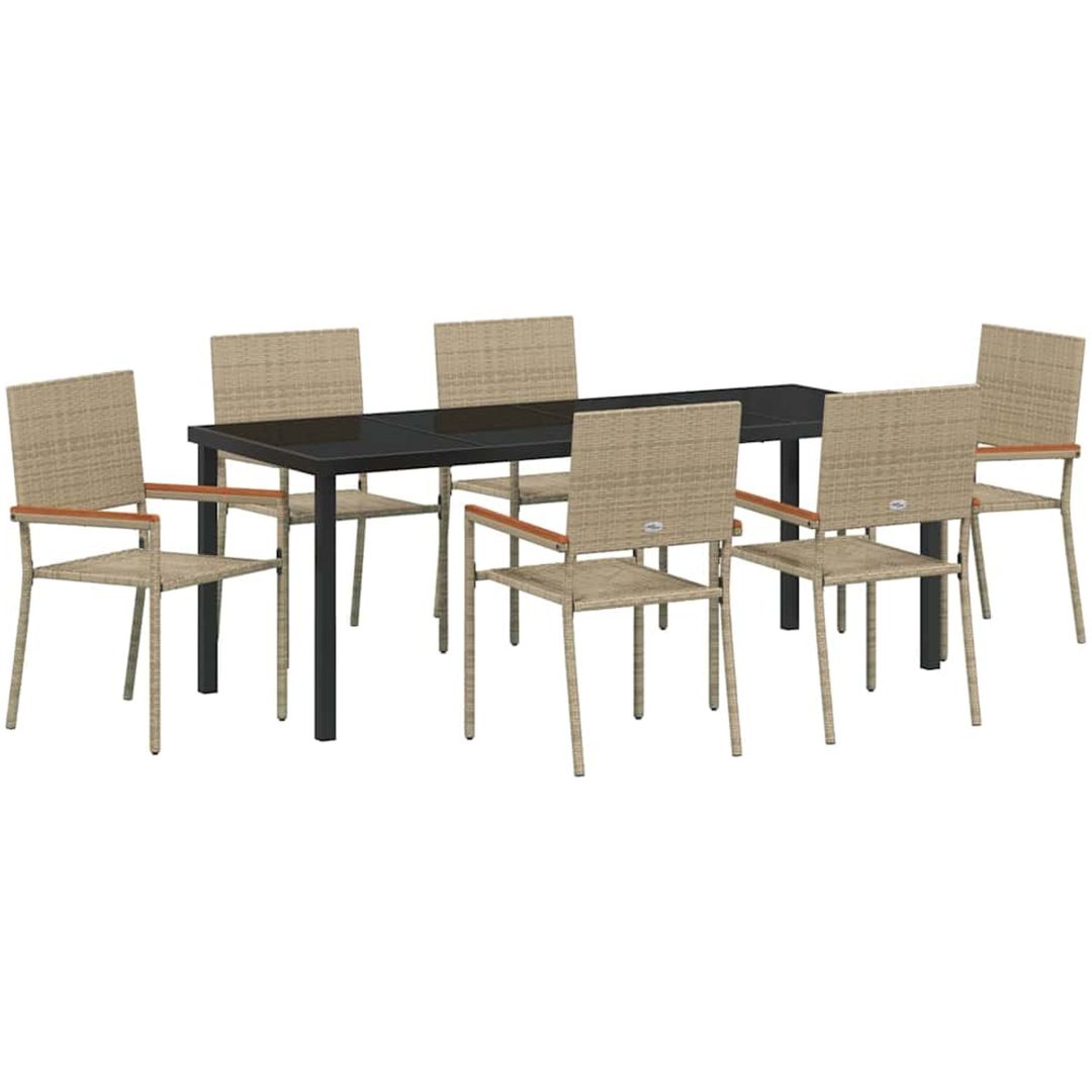 7-delars matgrupp i beige polyrotting vidaXL 200 x 80 x 73 cm – bild 2