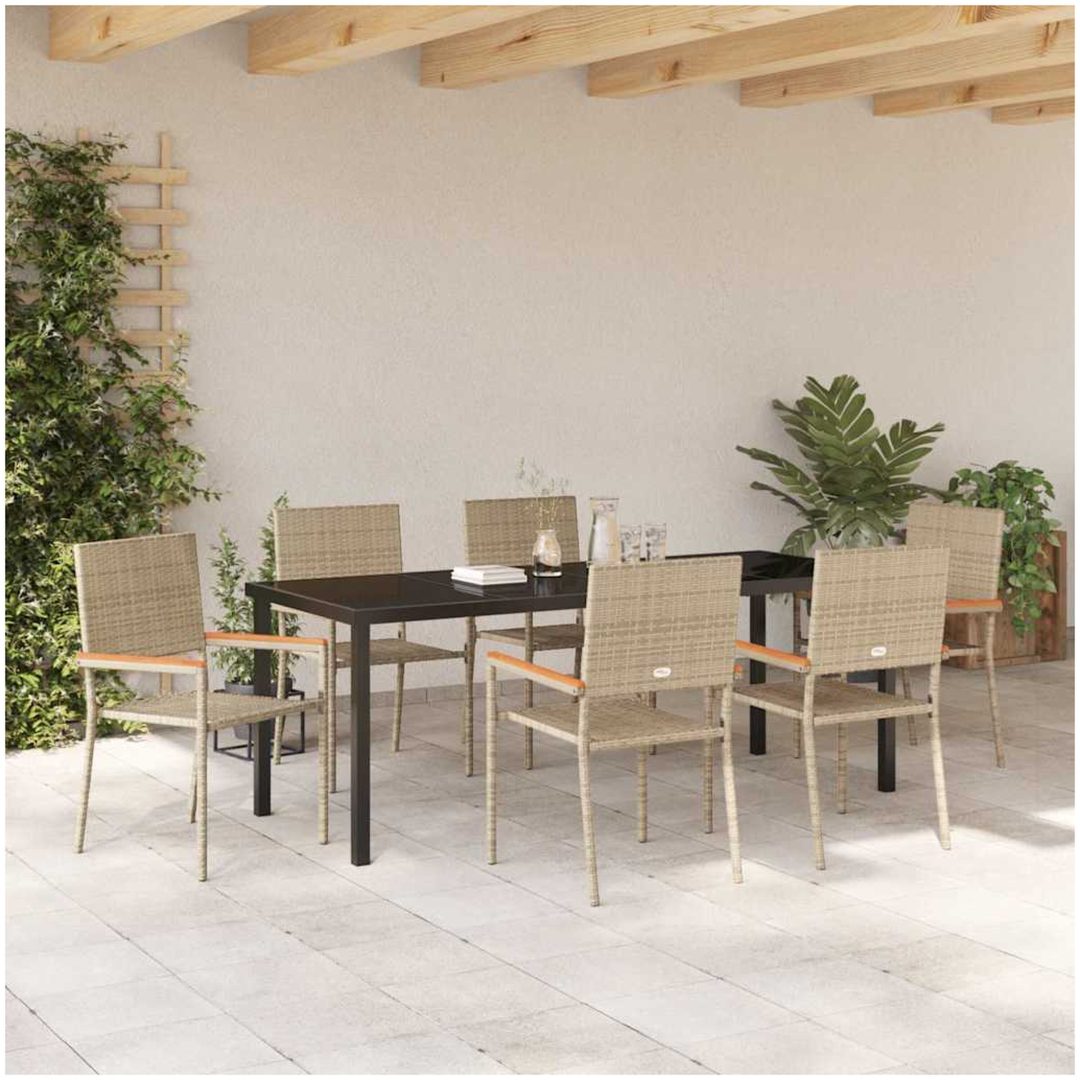 7-delars matgrupp i beige polyrotting vidaXL 200 x 80 x 73 cm – bild 4