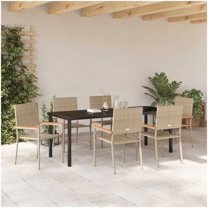 7-delars matgrupp i beige polyrotting vidaXL 200 x 80 x 73 cm – bild 4