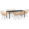 7 Delars Matgrupp i Brun Poly Rattan vidaXL 200 x 80 x 73 cm – miniatyr 2