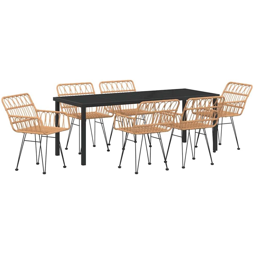 7 Delars Matgrupp i Brun Poly Rattan vidaXL 200 x 80 x 73 cm – bild 2