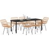 7 Delars Matgrupp i Brun Poly Rattan vidaXL 200 x 80 x 73 cm – miniatyr 3