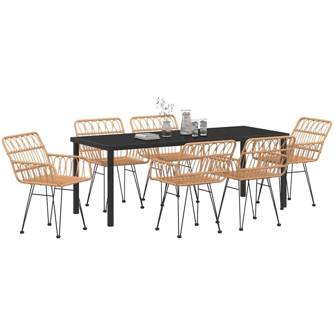 7 Delars Matgrupp i Brun Poly Rattan vidaXL 200 x 80 x 73 cm – bild 3