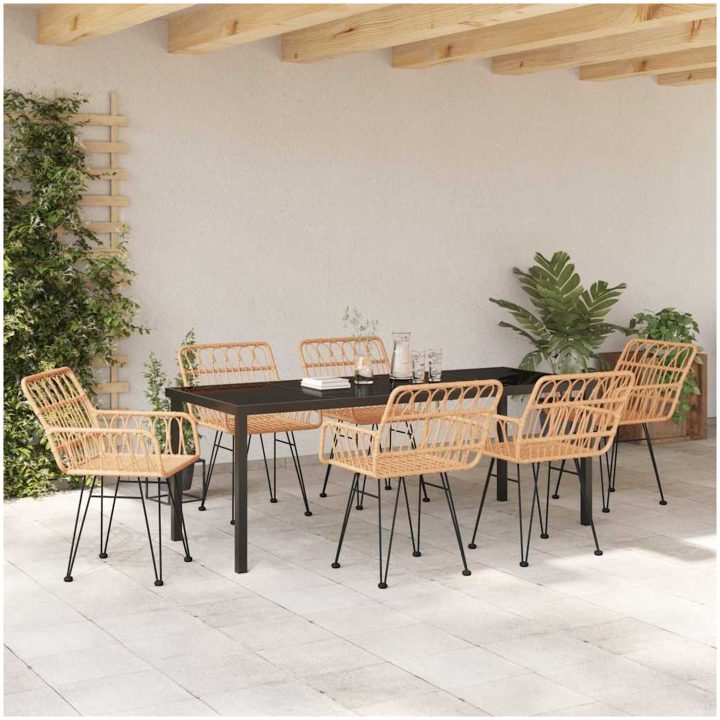 7 Delars Matgrupp i Brun Poly Rattan vidaXL 200 x 80 x 73 cm – bild 4