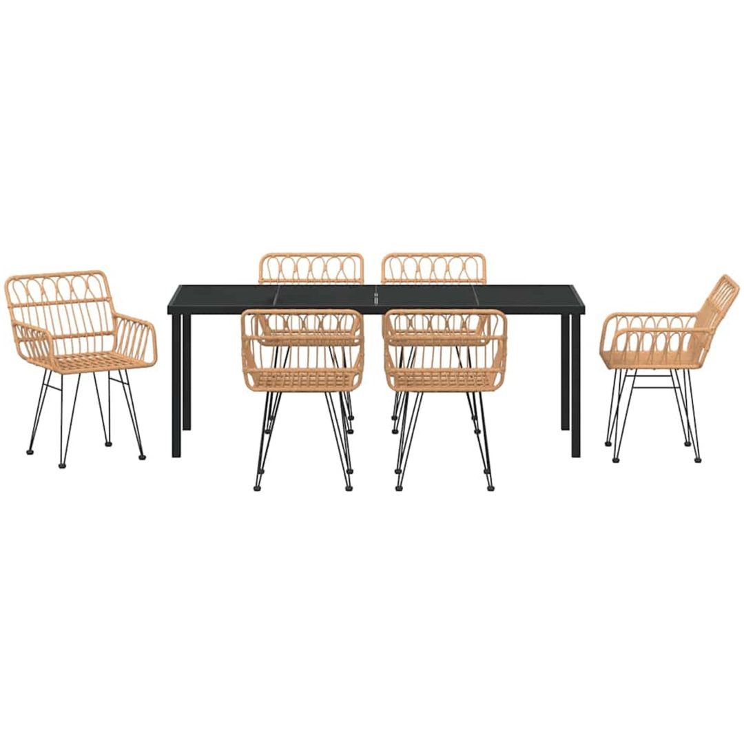 7 Delars Matgrupp i Brun Poly Rattan vidaXL 200 x 80 x 73 cm – bild 7
