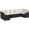7-delars matgrupp med kuddar i svart polyrotting vidaXL 165 x 62 x 69 cm – miniatyr 2