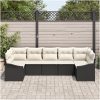 7-delars matgrupp med kuddar i svart polyrotting vidaXL 165 x 62 x 69 cm – miniatyr 3