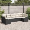 7-delars matgrupp med kuddar i svart polyrotting vidaXL 165 x 62 x 69 cm – miniatyr 1