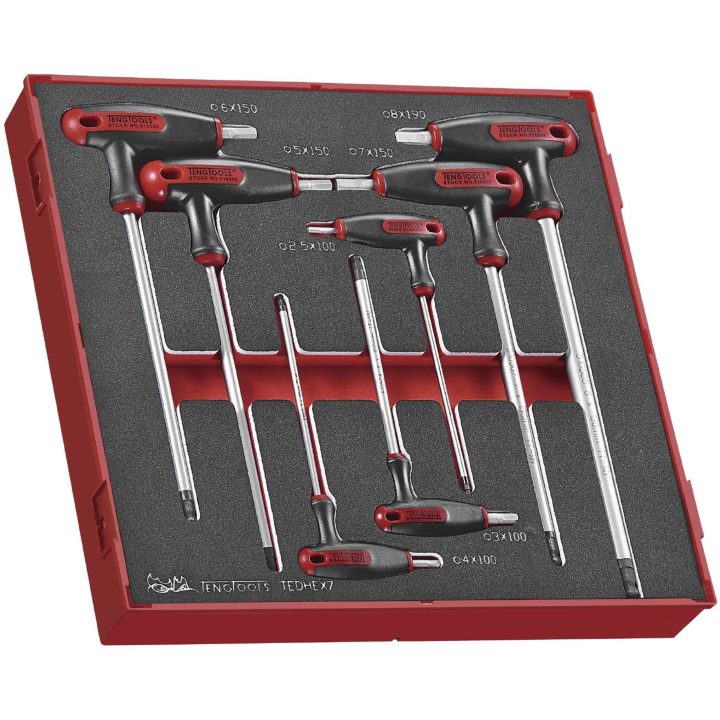 7 delars Sexkantnyckelsats med T-handtag TEDHEX7 Teng Tools SEXKANTNYCKELSATS EVA 7 DELAR – bild 2