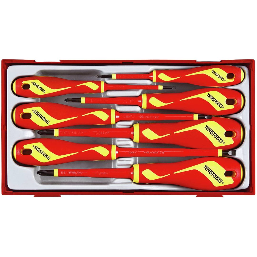 7 delars Skruvmejselsats för 1000 volt TTV907N Teng Tools SKRUVMEJSELSATS 1000V TTV907N