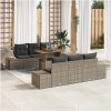 7-delars sofagrupp med grå poly-rattan och kuddar vidaXL 100 x 55 x 73 cm – miniatyr 1