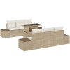 7-delars soffa set för trädgården med kuddar beige polyrotting vidaXL 100 x 55 x 73 cm – miniatyr 2
