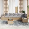 7-delars soffa set med kuddar i beige, polyrotting och akacia vidaXL 55 x 55 x 37 cm – miniatyr 3