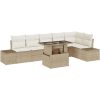 7-delars soffgrupp för trädgården med beige kuddar i polyrotting vidaXL 100 x 55 x 73 cm – miniatyr 2