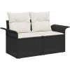 7-delars soffgrupp för trädgården med kuddar i svart polyrotting vidaXL 100 x 55 x 73 cm – miniatyr 4