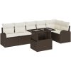 7-delars soffgrupp med dynor i brun polyrotting vidaXL 100 x 55 x 73 cm – miniatyr 2