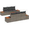7 Delars Soffgrupp med Kuddar Grå Poly Rattan Akacia vidaXL 55 x 55 x 37 cm – miniatyr 2