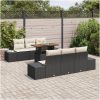 7-delars soffgrupp med kuddar i svart polyrotting vidaXL 100 x 55 x 73 cm – miniatyr 3