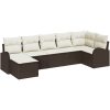 7-delars Soffset med Kuddar i Brun Poly Rattan vidaXL Stor – miniatyr 2
