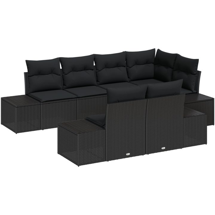 7-delars soffset med kuddar i svart poly rattan vidaXL 264 x 154 x 85 cm – bild 2