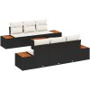 7 Delars Soffset Med Kuddar Svart Av Poly Rattan Och Akacia vidaXL 55 x 55 x 37 cm – miniatyr 2