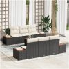 7 Delars Soffset Med Kuddar Svart Av Poly Rattan Och Akacia vidaXL 55 x 55 x 37 cm – miniatyr 1