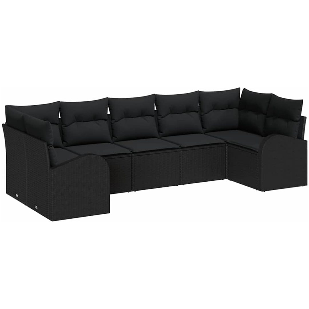 7-delars Soffset med Kuddar Svart Poly Rattan vidaXL 289 x 124 x 85 cm – bild 2