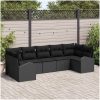 7-delars Soffset med Kuddar Svart Poly Rattan vidaXL 289 x 124 x 85 cm – miniatyr 1