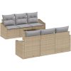 7-delars Trädgård Sofa Set med Kuddar Beige Poly Rattan vidaXL 55 x 55 x 37 cm – miniatyr 2