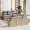 7-delars Trädgård Sofa Set med Kuddar Beige Poly Rattan vidaXL 55 x 55 x 37 cm – miniatyr 1