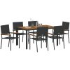 7-delars Trädgårds-Dining Set Svart Poly Rattan vidaXL 6 - Sits – miniatyr 3