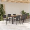 7-delars Trädgårds-Dining Set Svart Poly Rattan vidaXL 6 - Sits – miniatyr 4
